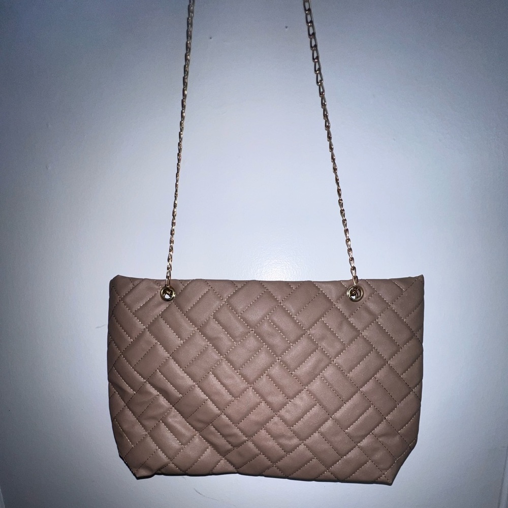 Tan Quilted Handbag